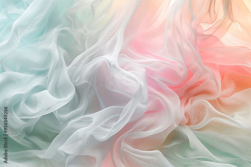 Delicate pastel fabric-like waves intertwining in a soft and calming abstract design. Delicate pastel fabric-like waves intertwining in a soft and calming abstract design.