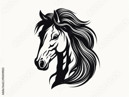 Logo horse designed in black white