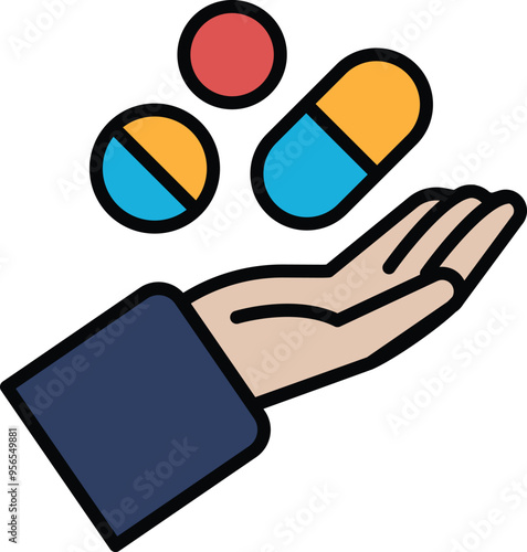 A hand holding three pills