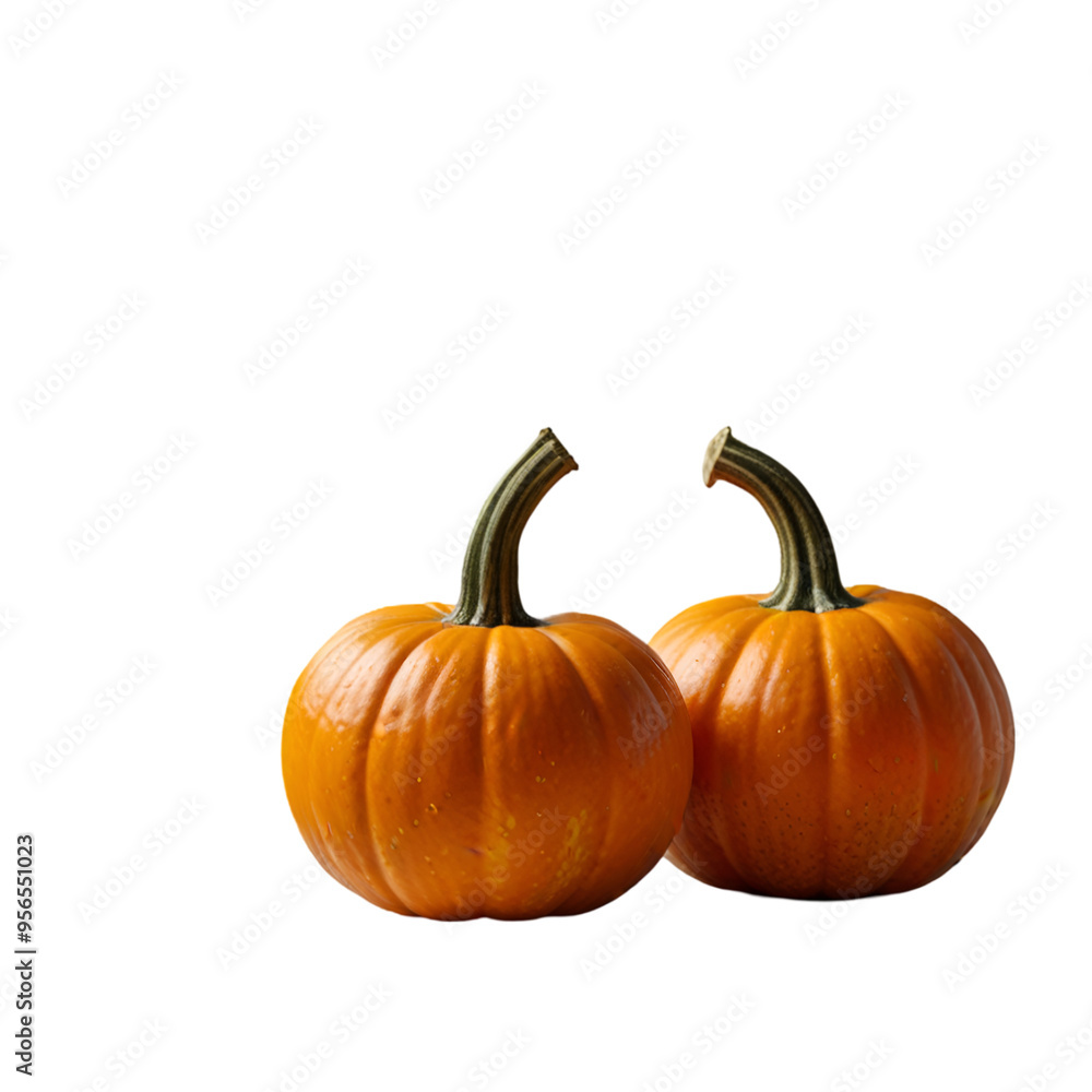 Two pumpkin isolated on a transparent background. Ai generative Two pumpkin isolated on a transparent background. Ai generative