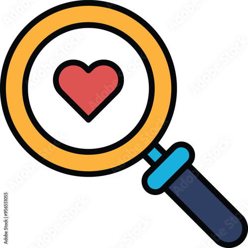 A heart is magnified in a yellow circle