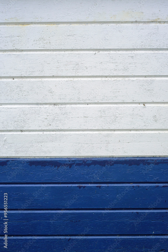 Pared exterior de tablones de madera azul y blanco Pared exterior de tablones de madera azul y blanco