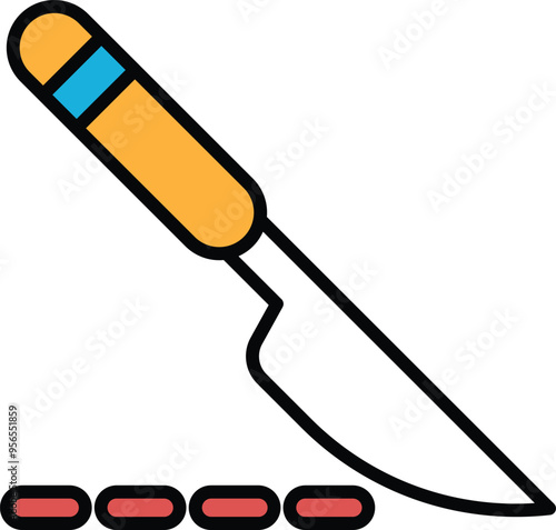 Illustration of a scalpel in line drawing style.