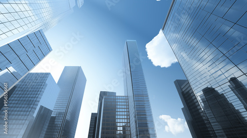 Tall Glass Skyscrapers Reflecting A Clear Blue Sky