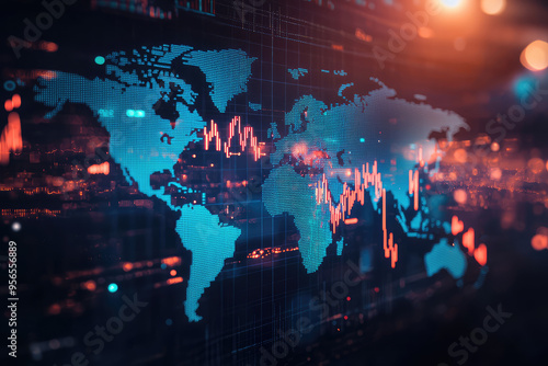 The World's Pulse: A Digital Map of Global Financial Markets with Stock Chart Overlay