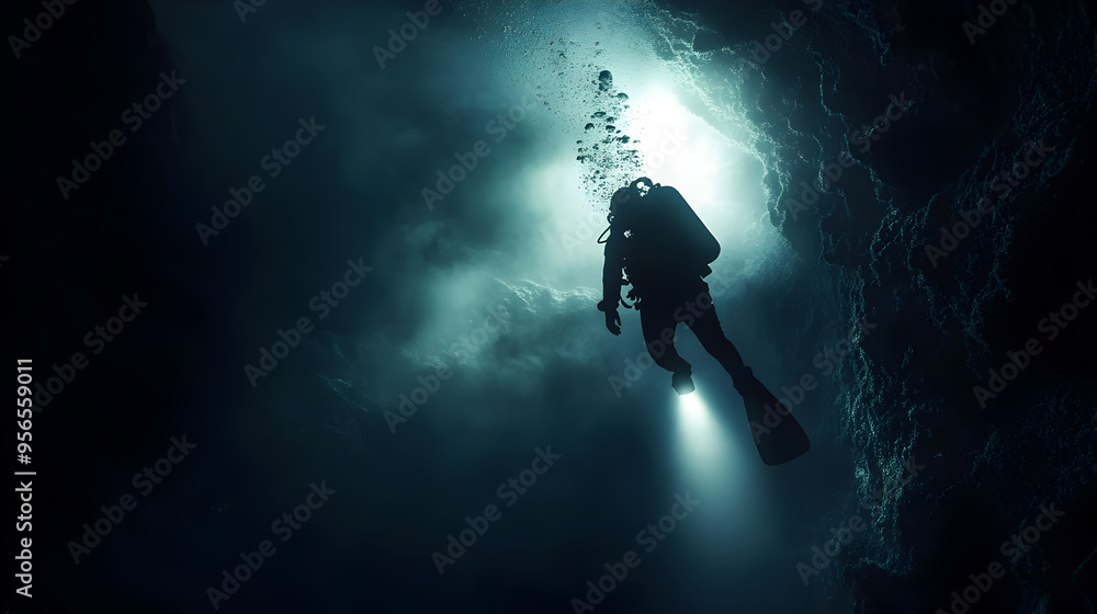 A deep-sea diver descending into the pitch-black abyss, illuminated only by the powerful beam of their flashlight, revealing eerie, alien-like creatures lurking in the darkness.
A deep-sea diver descending into the pitch-black abyss, illuminated only by the powerful beam of their flashlight, revealing eerie, alien-like creatures lurking in the darkness.