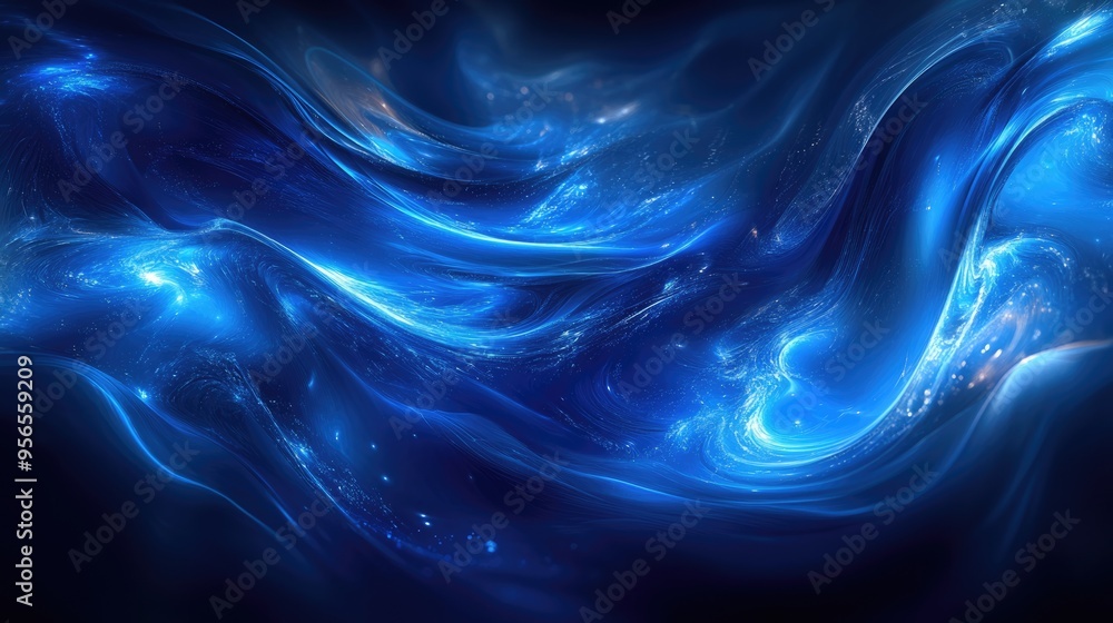 Fototapeta premium Abstract background with silver blue waves.