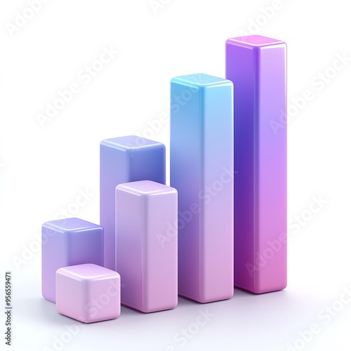 Free Download A pastel gradient 3D bar chart illustrating an upward trend of growth and success. - GFXLoad