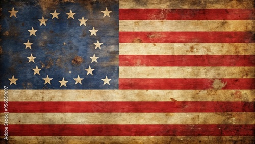 Vintage 1776 Betsy Ross flag with 13 stars representing the original US colonies, Vintage, old, 1776, Betsy Ross, 13 stars
