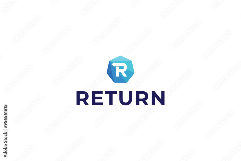 Letter R modern hexagonal return back arrow logo Letter R modern hexagonal return back arrow logo