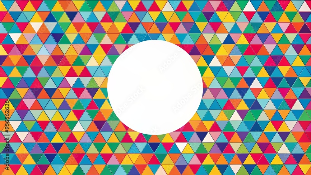 Colorful abstract geometric pattern with triangles and circles, textile prints, fabric designs, versatile, creative Colorful abstract geometric pattern with triangles and circles, textile prints, fabric designs, versatile, creative