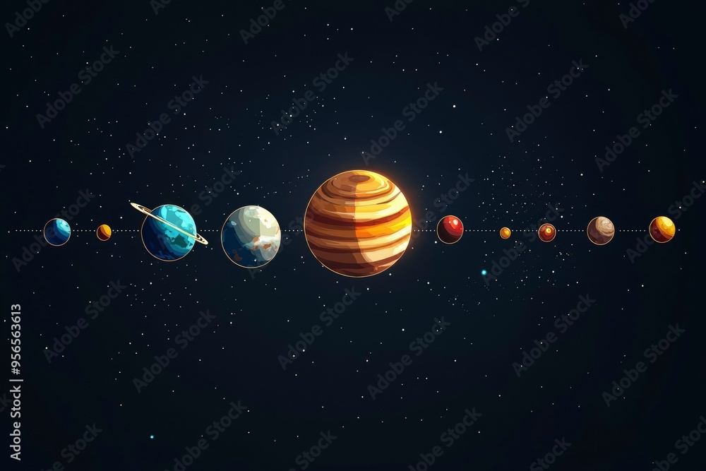 A Digital Illustration of Planets in Space A Digital Illustration of Planets in Space