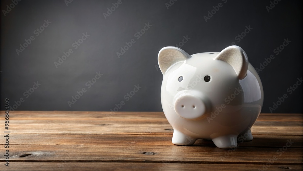 Pink ceramic piggy bank holding coins on black background Pink ceramic piggy bank holding coins on black background