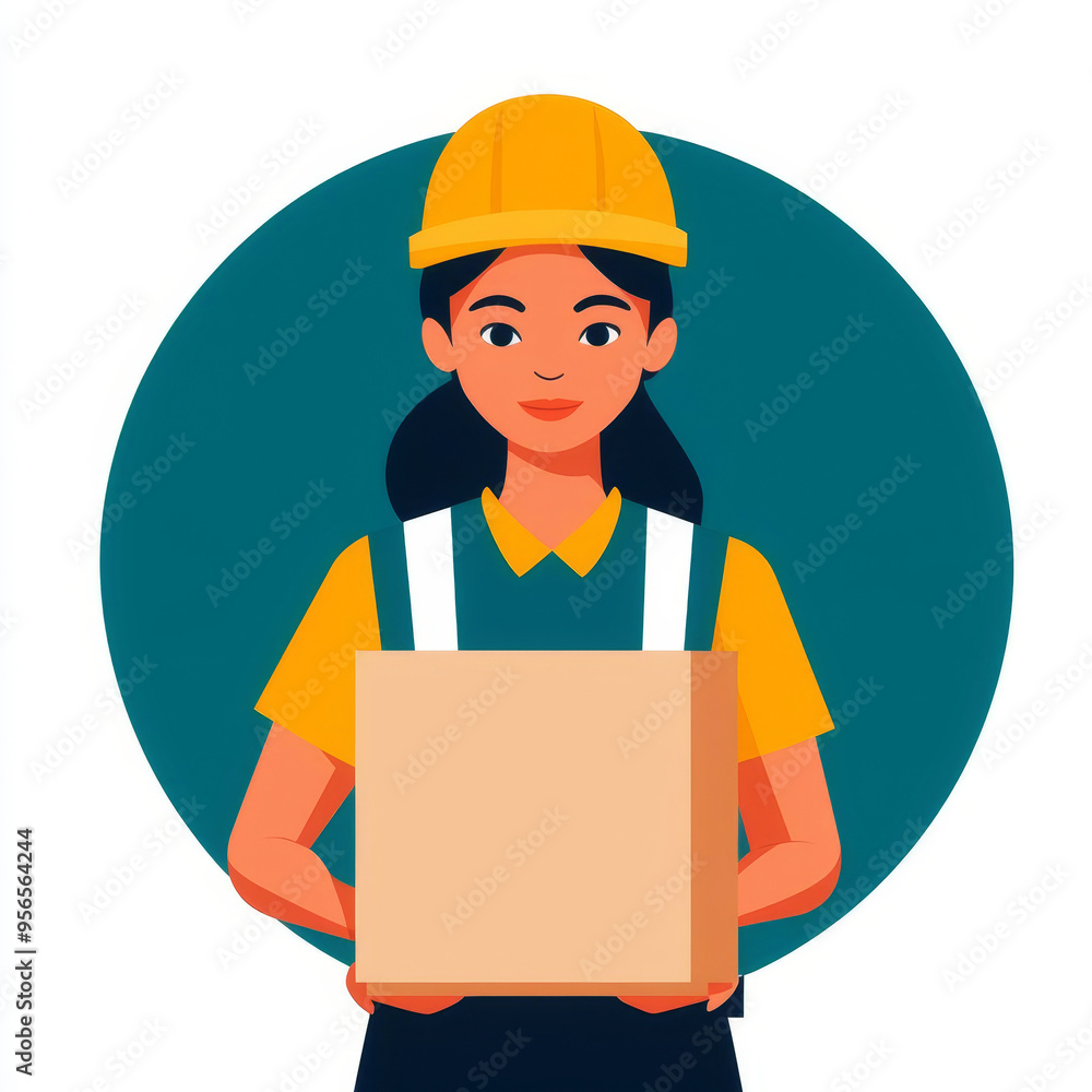 Warehouse worker lifting package, safe ergonomic technique, flat design illustration Warehouse worker lifting package, safe ergonomic technique, flat design illustration
