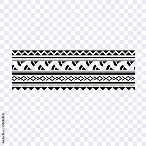 Polynesian tattoo tribal band design. Samoan tattoo tribal ornament border.
 Decorative seamless pattern.