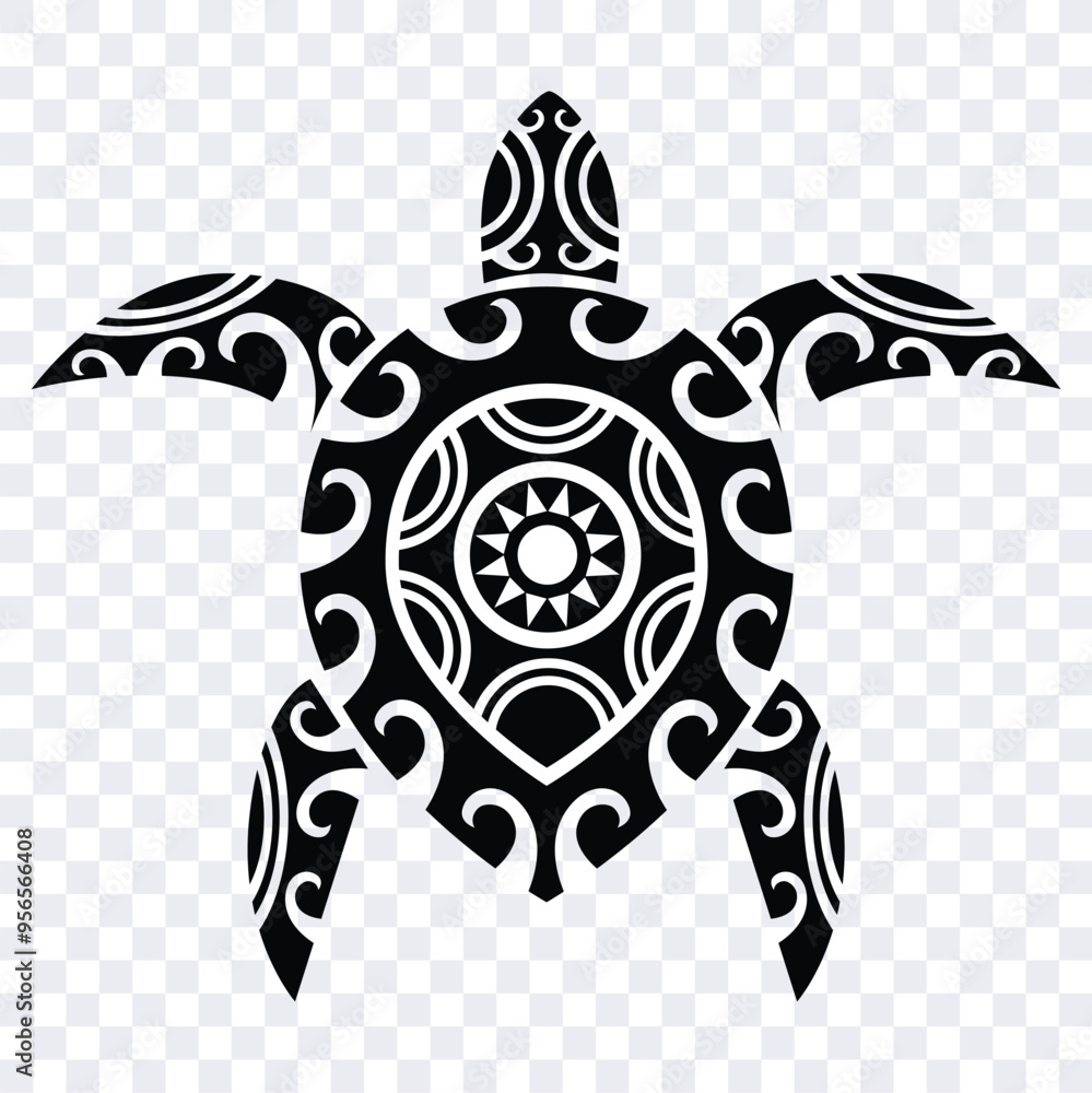 Fototapeta premium Polynesian turtle tattoo vector design
