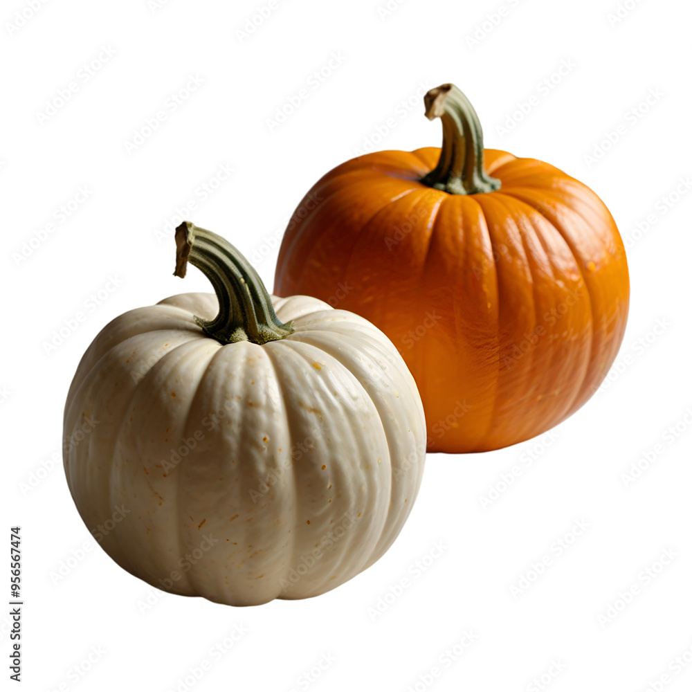 Two pumpkin isolated on a transparent background. Ai generative Two pumpkin isolated on a transparent background. Ai generative