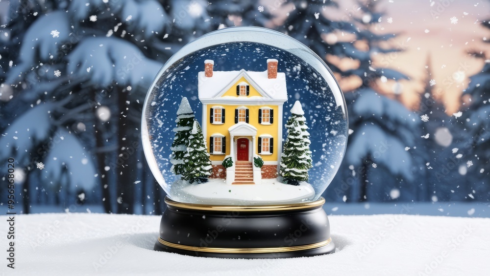 A snow globe that reflects a enchanting winter scene. A snow globe that reflects a enchanting winter scene.