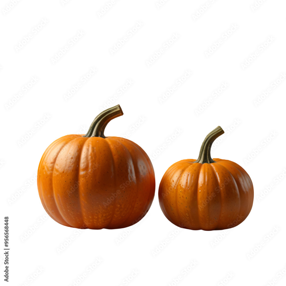 Fototapeta premium Two pumpkin isolated on a transparent background. Ai generative