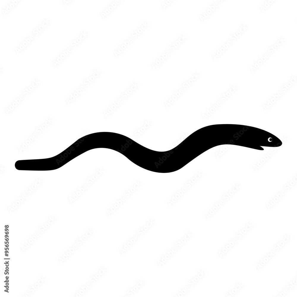 Eel fish snake shape seafood concept icon black color vector illustration image flat style Eel fish snake shape seafood concept icon black color vector illustration image flat style
