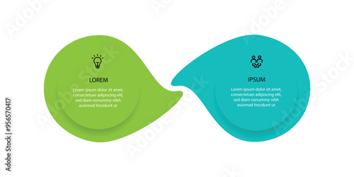 2 step process infographic template with icons suitable for business information and web presentation