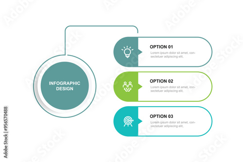 Design template infographic with 3 step process or option