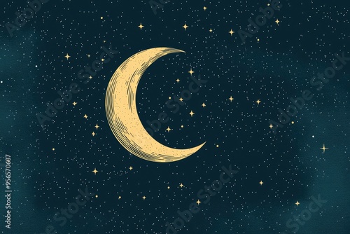 Wallpaper Mural A crescent moon and stars in a night sky Torontodigital.ca