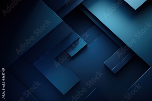 Indigo background with geometric shapes and shadows, creating an abstract modern design for corporate or technology-inspired designs with copy space 