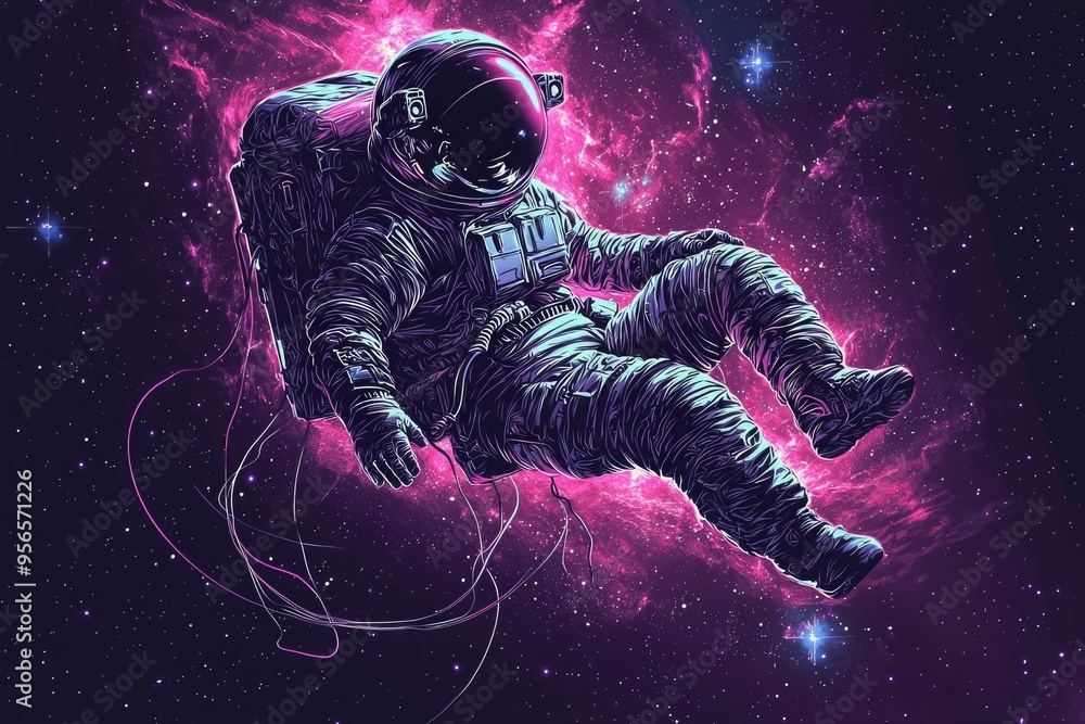 Astronaut Floating in a Cosmic Nebula Astronaut Floating in a Cosmic Nebula