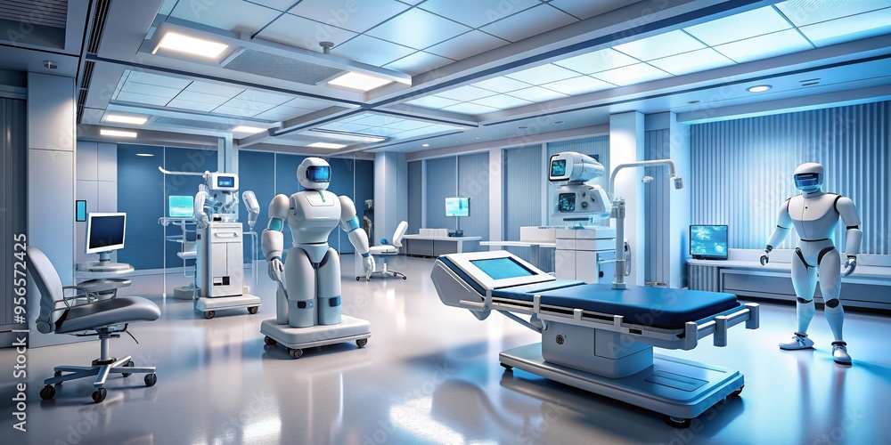 Fototapeta premium robot hospital corridor in hospital