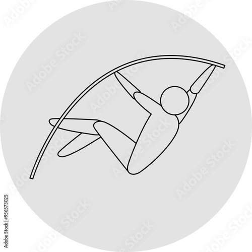 Pole vaulting competition icon. Sport sign. Line art.