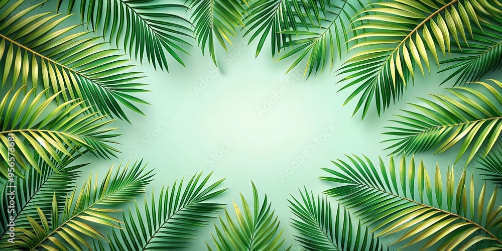 Tropical palm leaves frame background with space for text, summer, exotic, trendy, palm trees, leaves, jungle, botanical Tropical palm leaves frame background with space for text, summer, exotic, trendy, palm trees, leaves, jungle, botanical