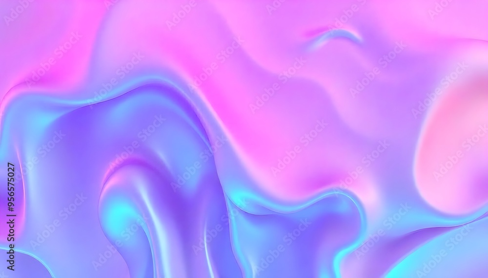 Obraz premium 3D Colorful holographic abstract background. iridescent texture, liquid metal, wavy with shiny texture. purple and blue holo fluid shapes colorful background