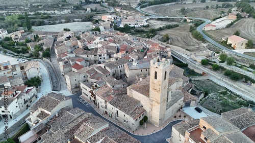 El pueblo de Conesa(Tarragona), desde el aire. photo