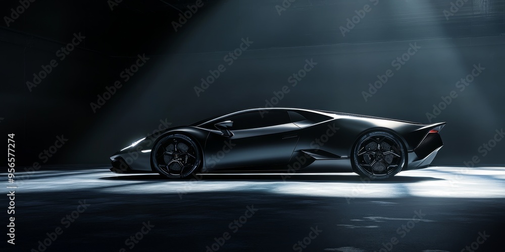 Fototapeta premium Glamorous Auto Show with Sleek Luxury Sports Car Being Unveiled