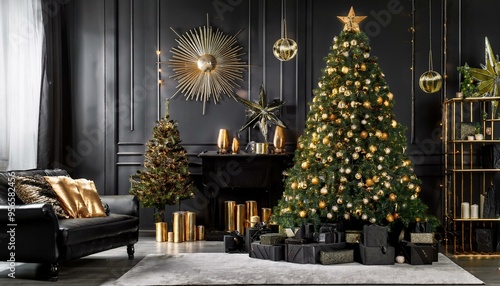 Glamorous Black and Gold Christmas Night
Step into a luxurious and glamorous Christmas scene where black and gold decorations create a dramatic and festive atmosphere.