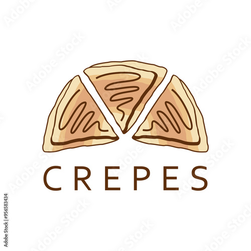 Crepes logo design emblem vector illustration template delicious sweet chocolate