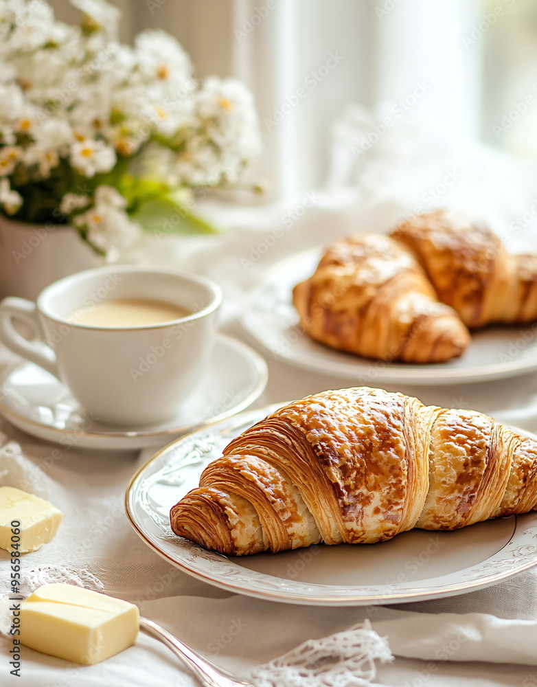 Croissants on the table for breakfast Croissants on the table for breakfast