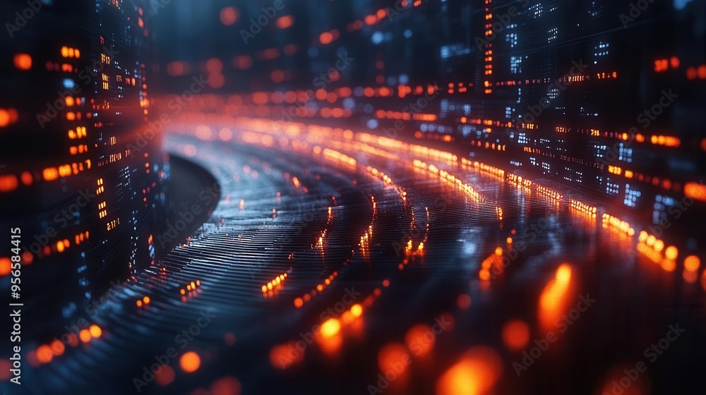 dynamic 3d financial timeline visualization glowing data points charting historical market trends dynamic 3d financial timeline visualization glowing data points charting historical market trends