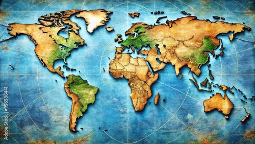 Across a giant compass, seven continents sprawl, a kaleidoscope of diverse landscapes, climates, and cultures, shaping the planet's global geography.