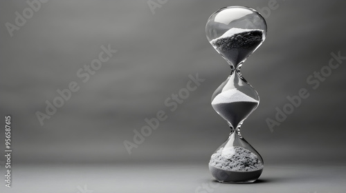 A human head as an hourglass, with sand slowly draining away, representing the passage of time and mental depletion.