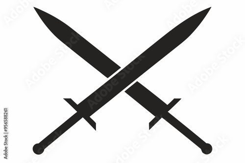 
Two knives crossed vector, Crossed swords icon, knife silhouette
