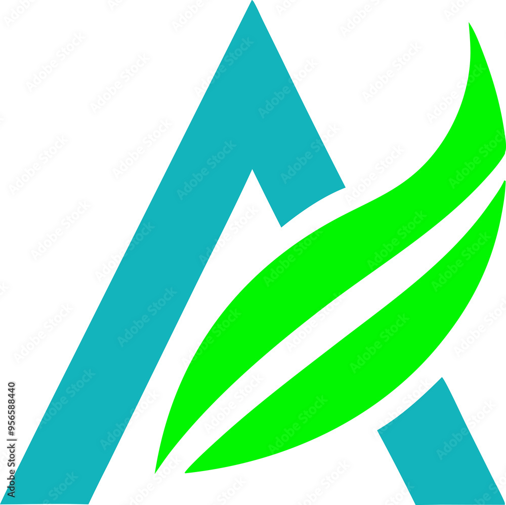 Elegant A with Leaf Logo - Negative Space Gradient Vector Template. Generated With AI