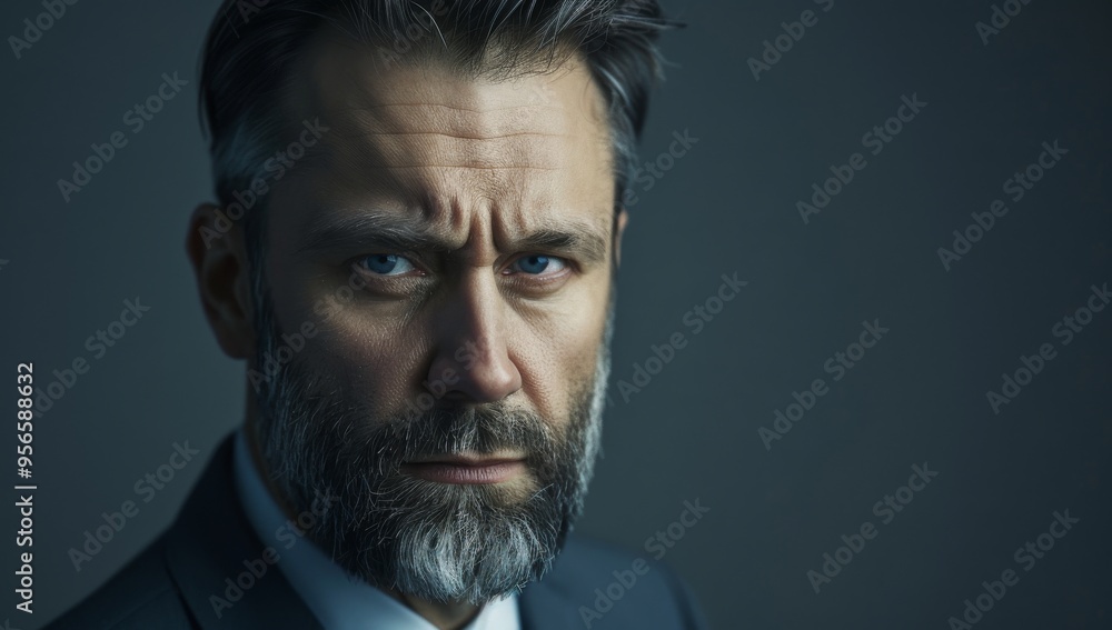 Confident and professional businessman businessman working on data analysis in a modern office, smiling at the camera, copy space Confident and professional businessman businessman working on data analysis in a modern office, smiling at the camera, copy space