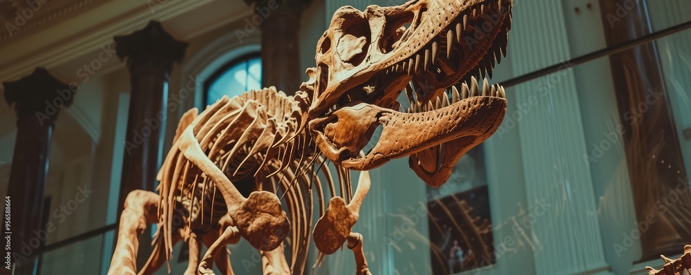 Tyrannosaurus rex skeleton in a museum display Tyrannosaurus rex skeleton in a museum display