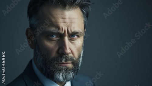 Confident and professional businessman businessman working on data analysis in a modern office, smiling at the camera, copy space