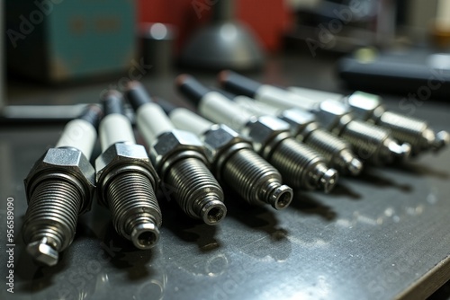 A collection of screws placed neatly on a table, often used in DIY or craft projects