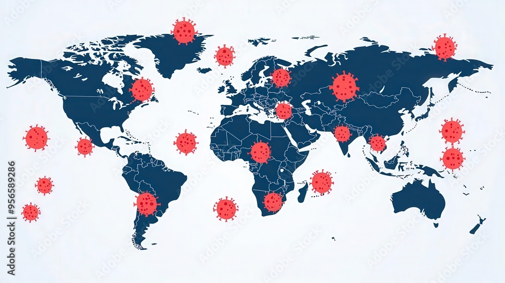 Monkeypox outbreak, world map with hotspots, flat design illustration Monkeypox outbreak, world map with hotspots, flat design illustration