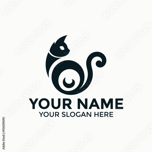 cat minimal elegant logo design vector silhouette, An elegant cute creative minimal cat head logo symbol icon silhouette design vector