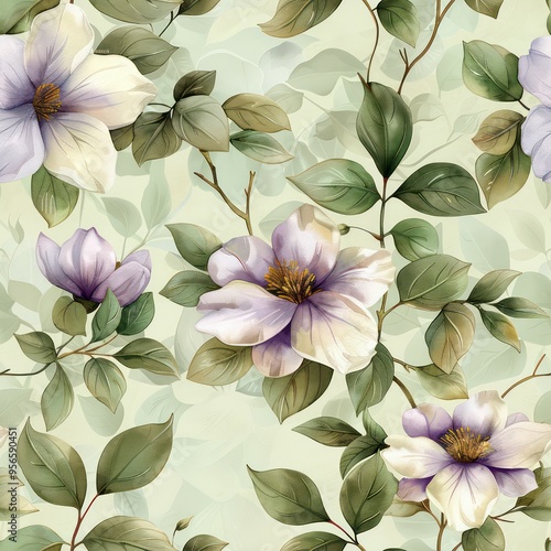 Wallpaper Mural Seamless beautiful spring flowers pattern background Torontodigital.ca